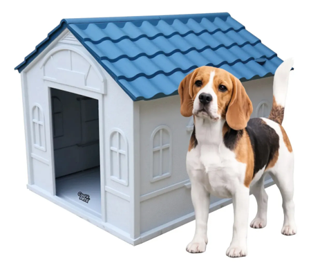 Casa para Perro Pequeña Cool Pets de Plástico con Techo Azul